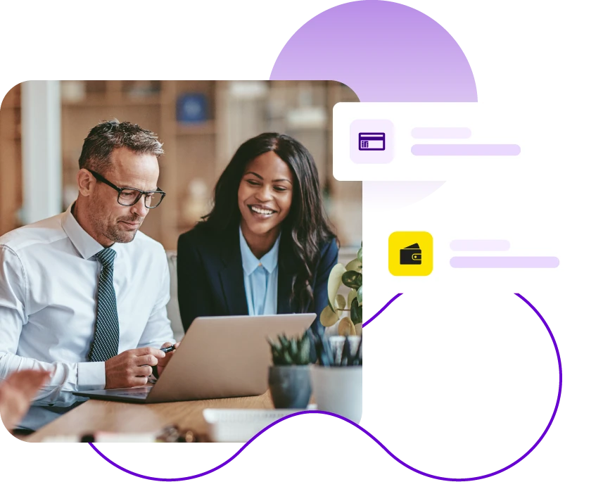 Lady and man using laptop