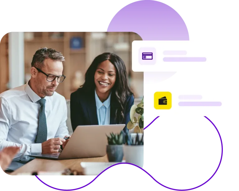 Lady and man using laptop