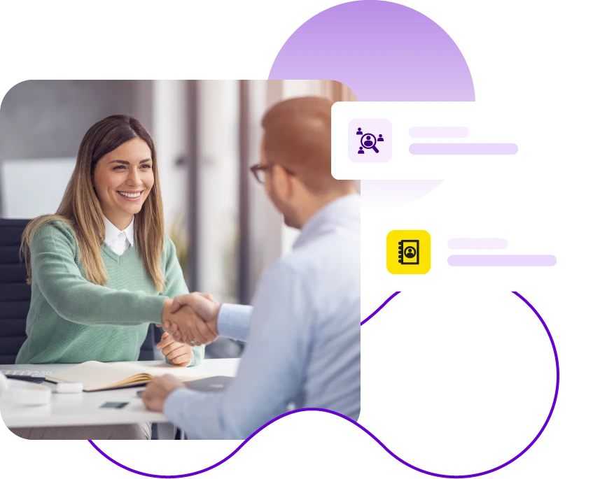 Lady shaking mans hand